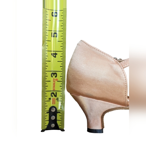 Competition Grade Ballroom Dancing Shoes Salsa Tango Pink Champagne Suede Silk - Picture 13 of 14